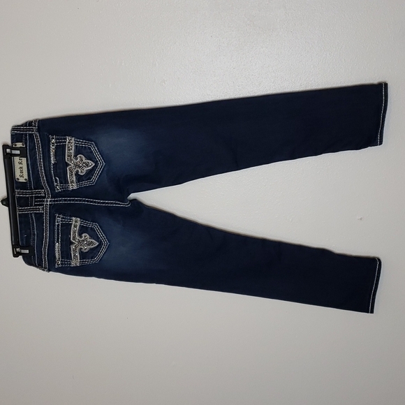 Rock Revival Easy Skinny Chile Blue Jeans Overstitched  Luxury Slip Pocket Chic - Picture 11 of 16